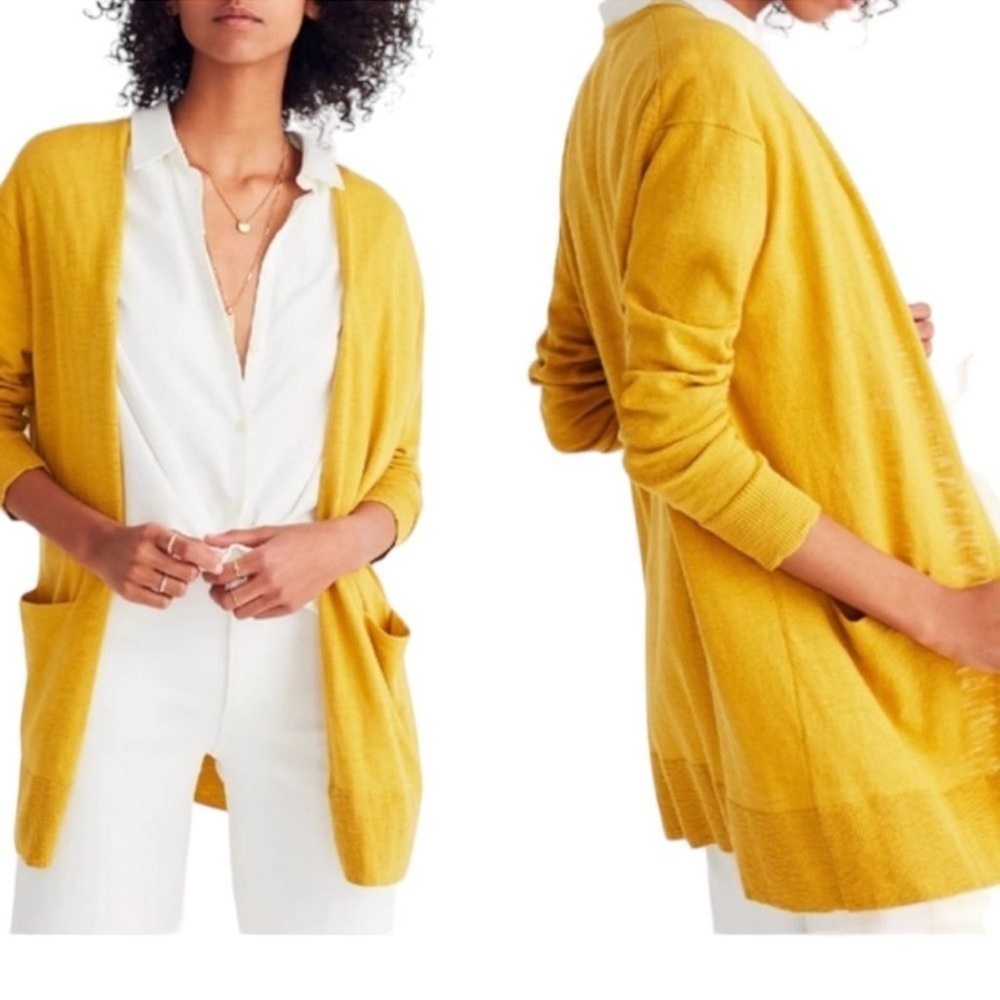 Madewell Summer Ryder Cardigan Sweater Mustard Yellow